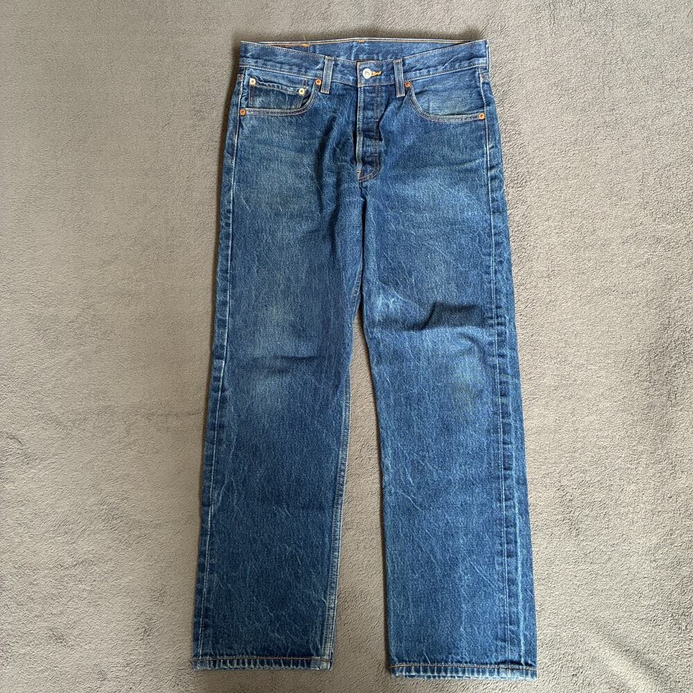 Levi's 501 Original Medium Wash Blue Denim Straight Leg Fit Jeans Mens Sz 33x32